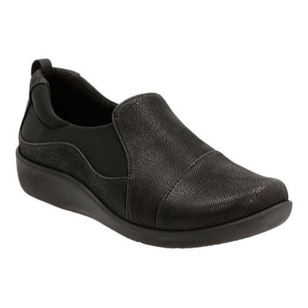 Clarks Sillian Paz Loafers Women's US 8W Black Slip-On Comfort Shoes LION237